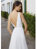 Ivory Satin Chiffon High Slit Sexy Beach Wedding Dress